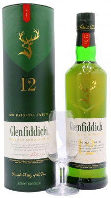 Glenfiddich Tasting Glass & Single Malt Scotch 12 year old