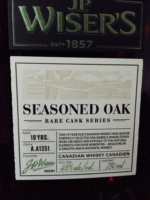 JP WISER'S Seasoned Oak 19 YO 48% abv.
